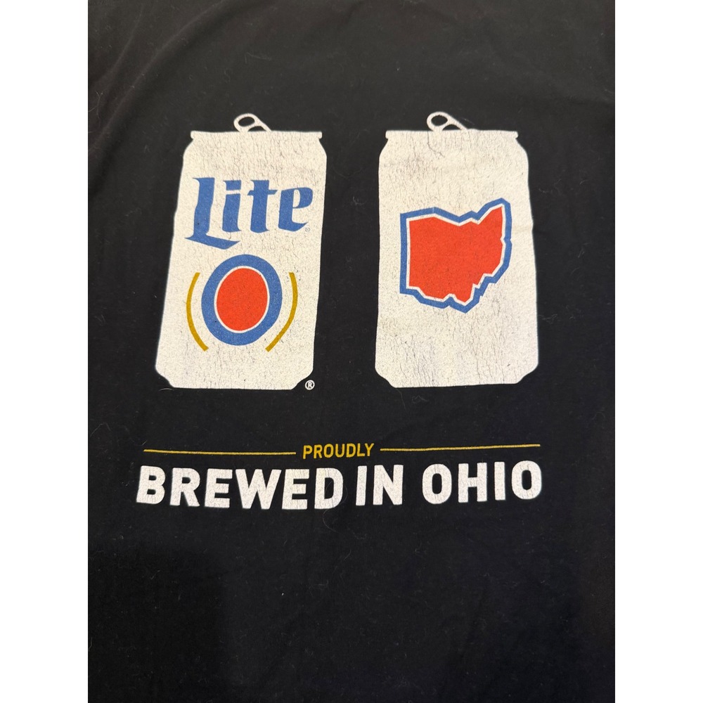 24-7-LO Ohio Against The World Miller Lite T-Shirt Black Large Brewed In Ohio